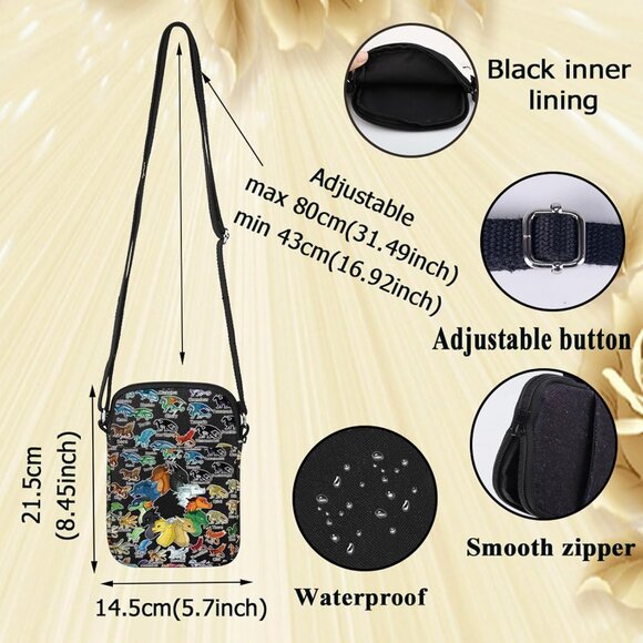 Wings Dragon Crossbody Bag with 3D Print, Canvas, Zipper, for Women - Picture 2 of 7